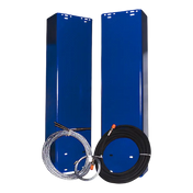 Blue hydraulic lift columns with coiled hoses for Rotary 2ft Extension asymmetric lift