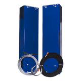 Blue hydraulic lift columns with coiled hoses for Rotary 2ft Extension asymmetric lift