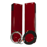 Red cabinets with coiled hoses for Rotary 2ft Height Extension, perfect for asymmetric lift systems