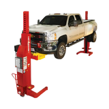 Red Rotary 36K mobile column lift elevating white pickup for fleet maintenance