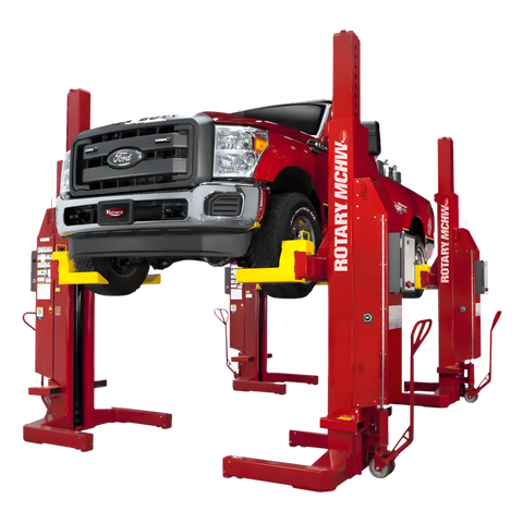 Red Ford truck on Rotary 72K wireless mobile column lift
