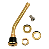 Gold Schrader 57010 heavy-duty TPMS valve stem with cap and hardware