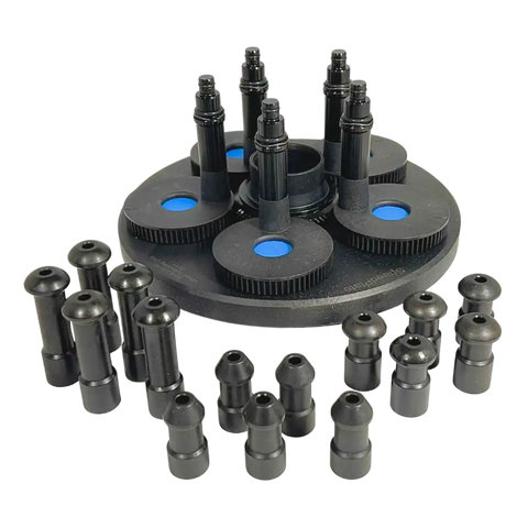 Black 5-lug SpeedPlate wheel balancer adapter with lugs pin plate