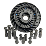 SpeedPlate 5-lug wheel balancer adapter with lugs pin plate, black fan blade assembly