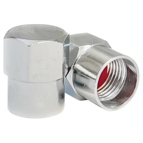 AA Chrome Hexagon Valve Caps w/ Flat Top (80/Bag) - Tire
