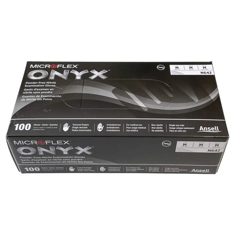 AA Onyx Black Nitrile Gloves (100/Box) - Medium - Tire Shop