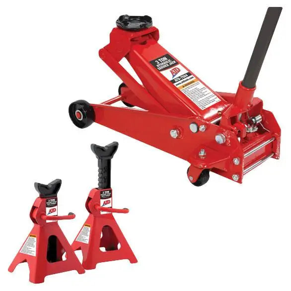 ATD 3 Ton Jack with Pair of 3 Ton Jack Stands All Tire Supply