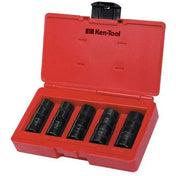 Impact Socket - Ken-Tool 5-Piece Double-Duty Oil Drain Plug Removal Flip Socket Set