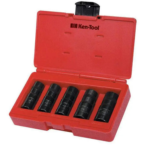 Impact Socket - Ken-Tool 5-Piece Double-Duty Oil Drain Plug Removal Flip Socket Set