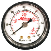 Milton 1/8 NPT Mini Pressure Gauge - to 60 PSI - Air Tools