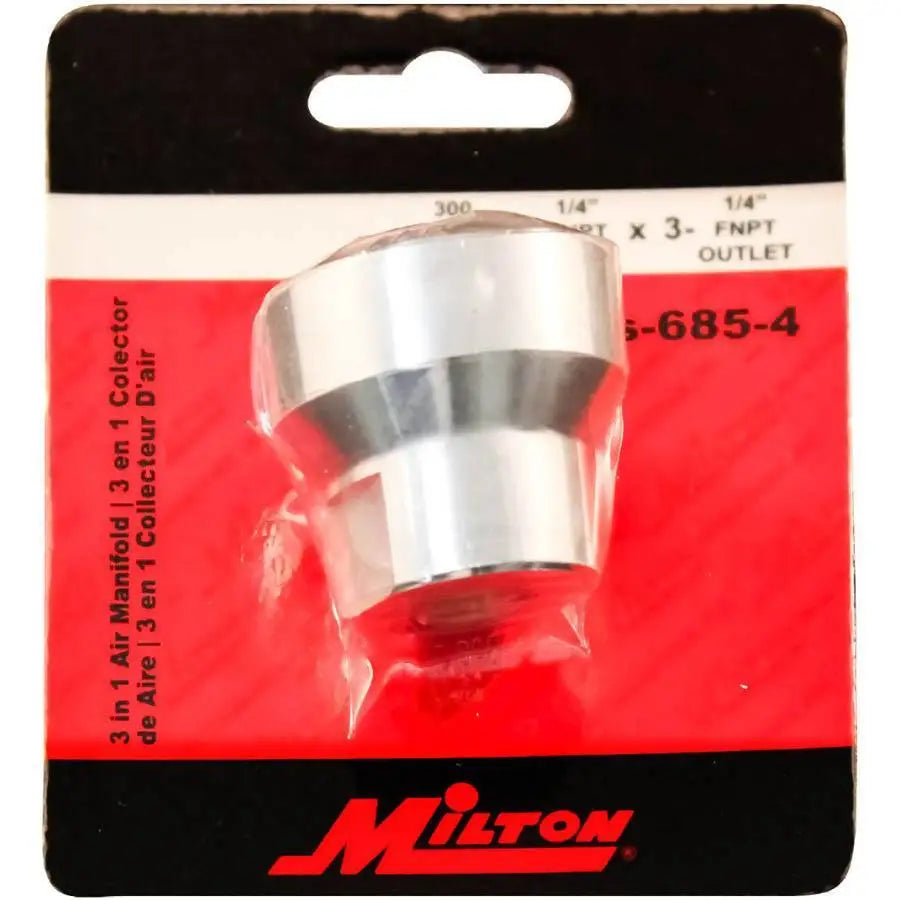 TOPRING 47.530 Compressed Air Manifold - Nickel-Plated Brass, 1(F) BSPP End Ports, 4 X 1/2(F) BSPP Outlets, 145 PSI Max - View #6