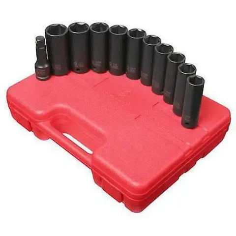 Impact Socket - Sunex 1/2 In Dr. 11 Pc. SAE And Metric Extra Thin Wall Deep Impact Socket Set