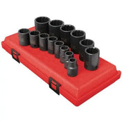 Impact Socket - Sunex 1/2 In Dr. 12 Pt. 14 Pc. SAE Impact Socket Set