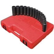 Impact Socket - Sunex 1/2 In Dr. 12 Pt. 15 Pc. Metric Deep Impact Socket Set