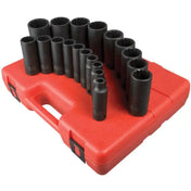 Impact Socket - Sunex 1/2 In Dr. 12 Pt. 19 Pc. SAE Deep Impact Socket Set