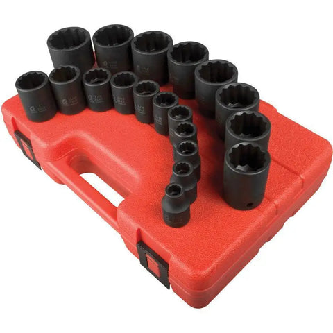 Impact Socket - Sunex 1/2 In Dr. 12 Pt. 19 Pc. SAE Impact Socket Set