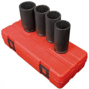 Impact Socket - Sunex 1/2 In Dr. 12 Pt. 4 Pc. Metric Deep Spindle Nut Impact Socket Set