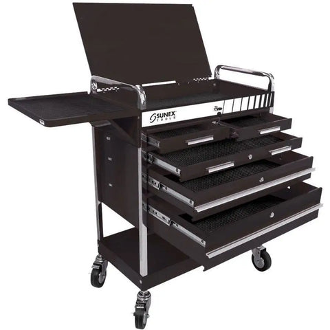 Shop Equipments - Sunex 4 Drawer Service Cart W/Locking Top-Black