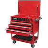 Sunex 4 Drawer Service Cart w/Locking Top-Red