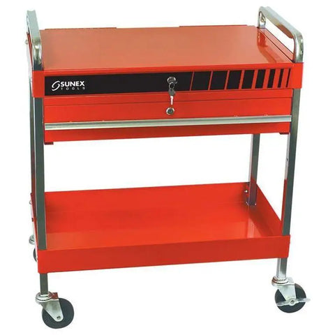 Shop Equipments - Sunex Service Cart W/Locking Top And Locking Drawer-Red